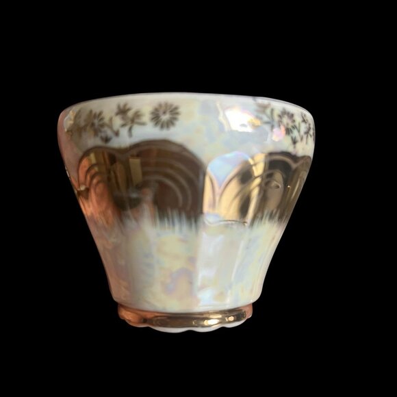 Vintage Sterling China Floral Gold Opalescent Demitasse Set Of 6 Cups & Saucers - Picture 3 of 9